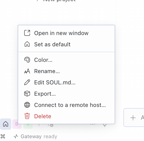 Desktop profile launch menu