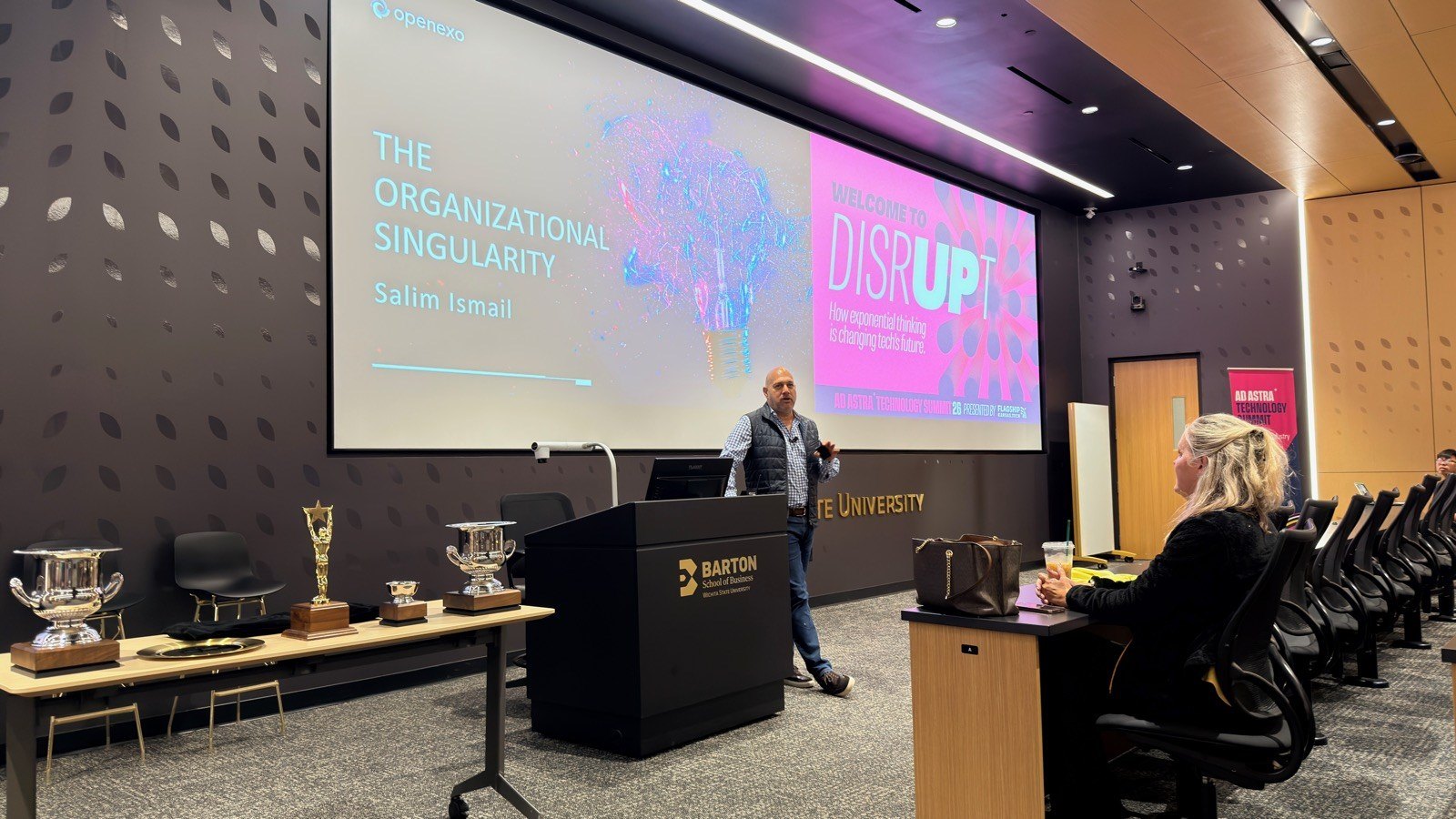 Salim Ismail presenting The Organizational Singularity at the Ad Astra Technology Summit