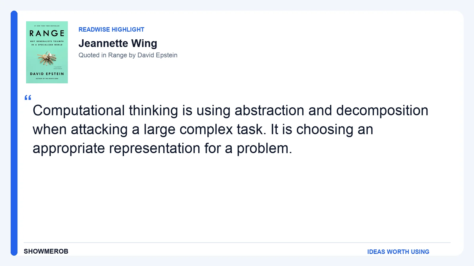 Jeannette Wing on computational thinking, quoted in Range