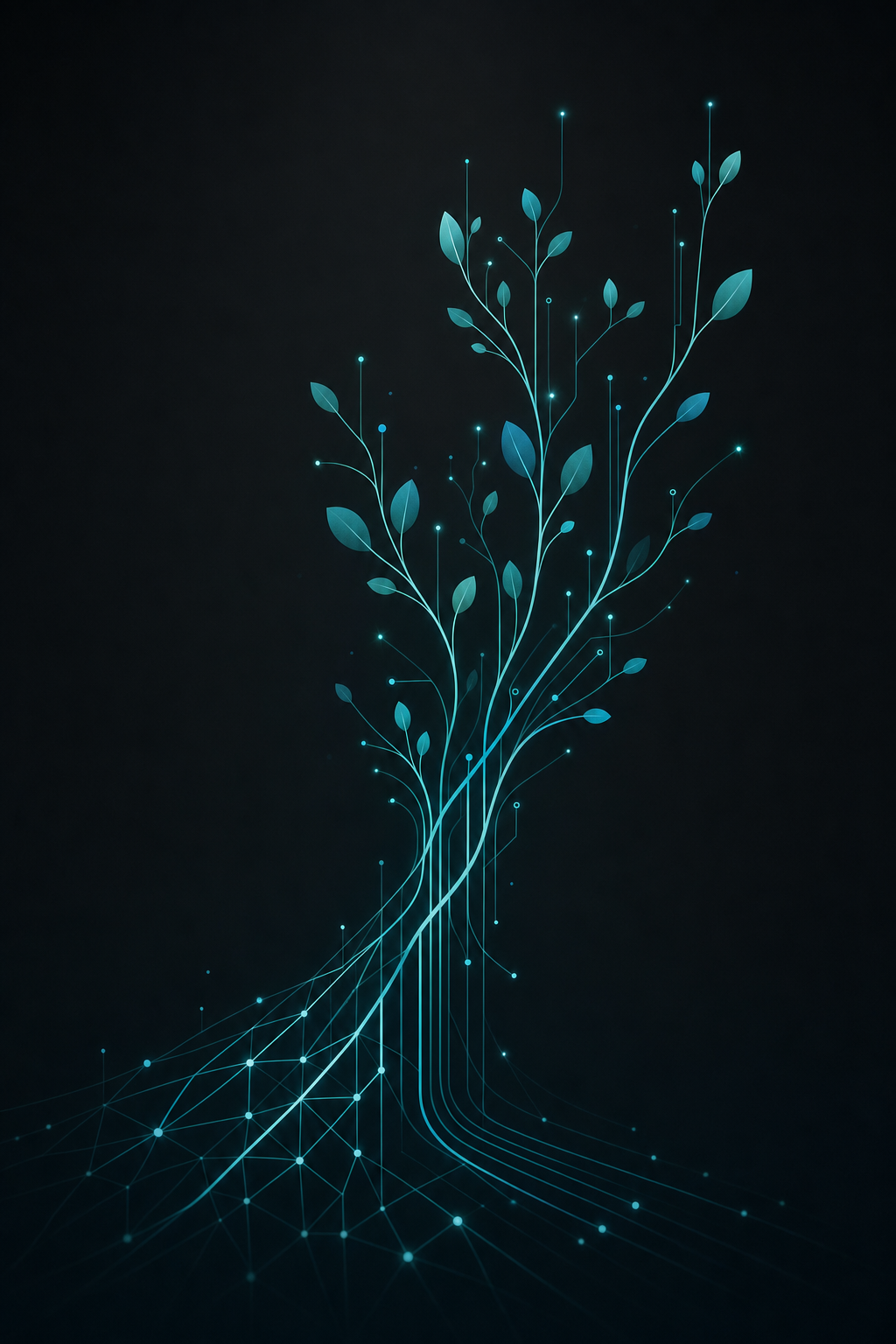 Abstract illustration of a circuit forming a growing tree, symbolizing technology and learning